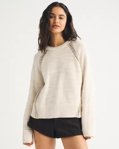 100% Cotton A&F Madeline Whipstitch Crew Sweater