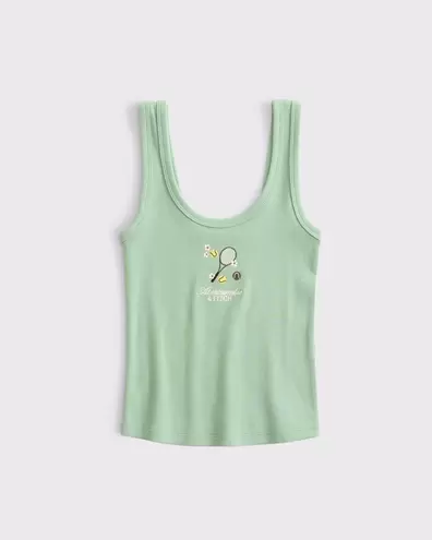 Tennis Graphic Scoopneck Tank