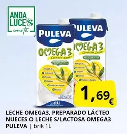 Puleva - Leche Omega3, Preparado Lácteo Nueces O Leche S/lactosa Omega3