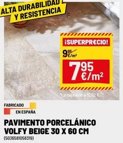 Pavimento Porcelánico Volfy Beige 30 X 60 Cm
