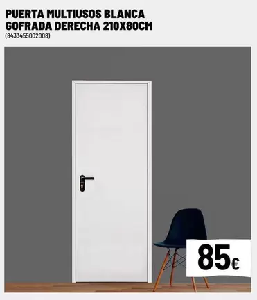 Puerta Multiusos Blanca Gofrada Derecha 210x80cm
