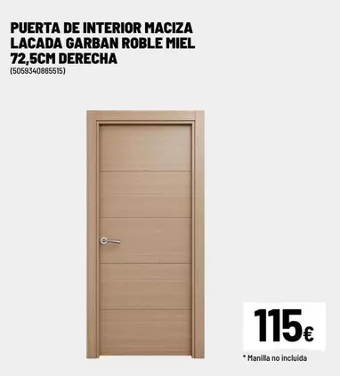 Puerta De Interior Macia Lacada Garban Roble Miel 72,5cm Derecha