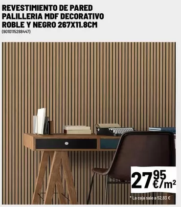 Revestimiento De Pared Paillileria MDF Decorativo Roble Y Negro