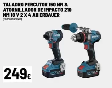Lenovo - Taladro Percutor Atornillador De Impacto 210 Nm 18 V 2 X 4 Ah Erbauer
