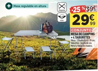 Mesa De Camping + 4 Taburetes