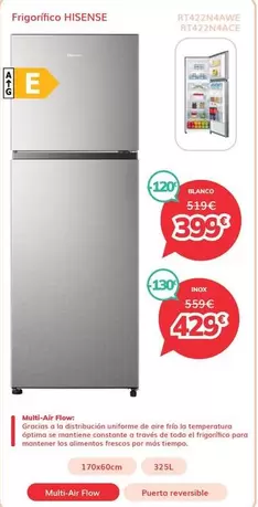 Hisense - Frigorificio RT422N4AWE/RT422N4ACE