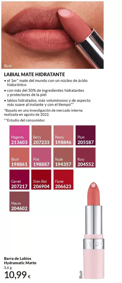 Avon - Barra De Labios Hydramatic Matte
