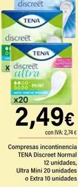 Tena - Compresas Incontinencia Discreet Normal, Ultra Mini O Extra
