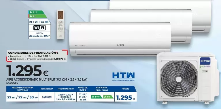 HTW - Aire Acondicionado Multi Split 3X1 (2,6 + 2,6 + 3,5 KW)