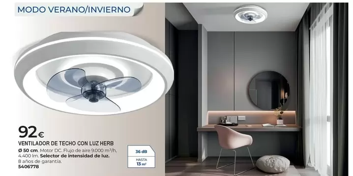 Ventilador De Techo Con Luz Herb