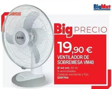 Bigmat - Ventilador De Sobremesa VM40