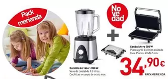 Batidora De Vaso 1000W + Sandwichera 750W Placas Grill