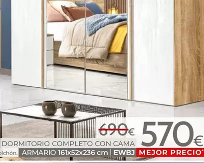 Dormitorio Completo Con Cama Armario 16x52x236 Cm