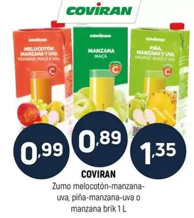 coviran - Zumo Melocoton-manzana- uva, piña-manzana-uva o manzana