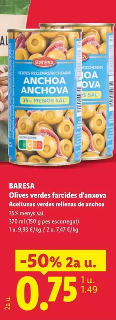 Baresa - Olives Verdes Farcides D'Anxova 