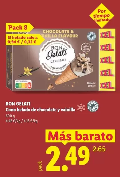 Bon Gelati - Cono Helado De Chocolate Y Vainilla