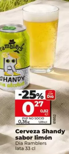 Dia Ramblers - Cerveza Shandy Sabor Limon