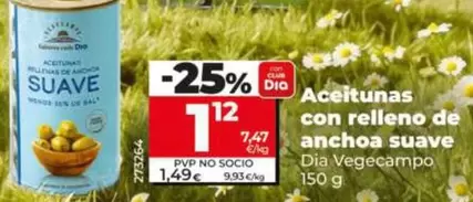 Dia Vegecampo - Aceitunas Con Relleno De Anchoa Suave 