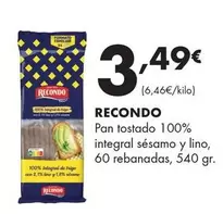 Recondo - Pan Tostado 100% Integral Sésamo Y Lino