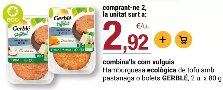 Gerblé - Hamburguesa Ecològica De Tofu Amb Pastanaga O Bolets