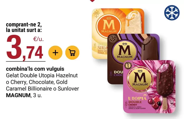 Magnum - Gelat Double Tuopia Hazelnut O Cherry, Chocolate, Gold Caramel Billionaire O Sunlover