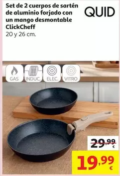 Quid - Set De 2 Cuerpos De Sartén De Aluminio Forjado Con Un Mango Desmontable ClickCheff 