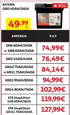Bateria Auchan High Perf Efb Stop&Start Go11 70ah/650a