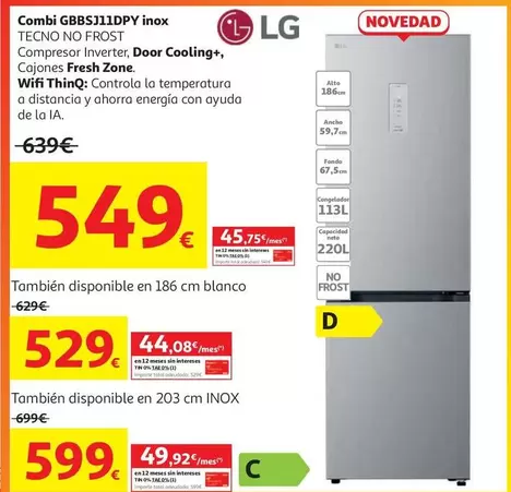 COMBI NF 186CM INV. LG GBBSJ11DSW/ DC+/TW-11DPY/D/ XXL
