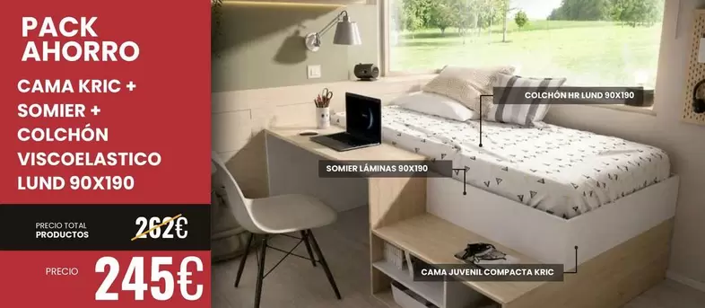 Total - Cama Kric + Solié + Colchon Viscoelastico