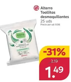 Alterra - Toallitas Desmaquillantes