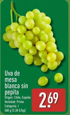 Uva De Mesa Blanca Sin Pepita