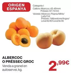 origen - Albercoc O Pressec Groc