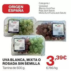 Uva Blanca, Mixta O Rosada Sin Semilla