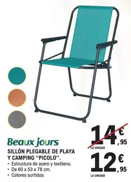 Beaux Jours - Sillon Plegable De Playa Y Camping Picolo