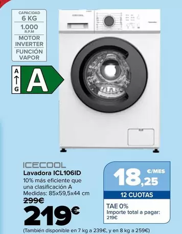 Icecool - Lavadora ICL106ID