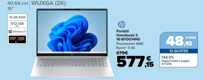 HP - Portátil Omnibook 3 16-BY0014NS