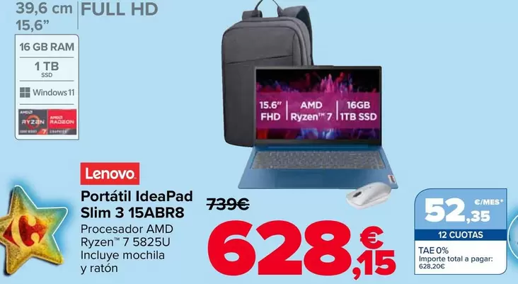 Lenovo - Portátil IdeaPad Slim 3 15ABR8