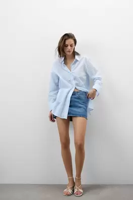 Camisa de Tela de Algodón Plumetis Romantic Stripe...
