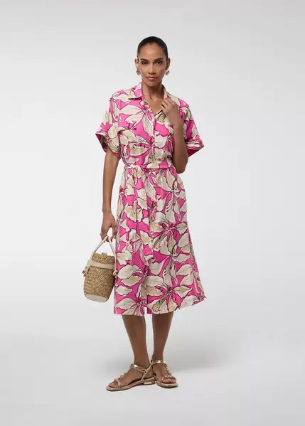 Short Sleeve Pink Floral Dress