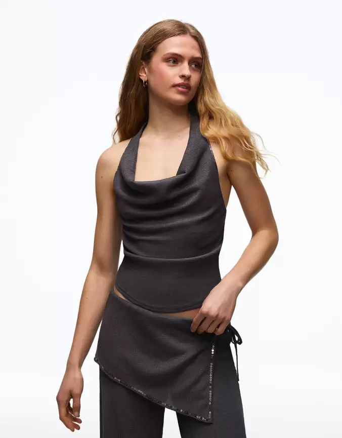 Top halter lentejuelas