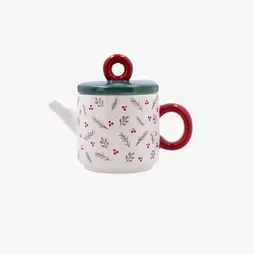 Set de tetera y taza de dolomita verde y rojo Clau&Chloe
