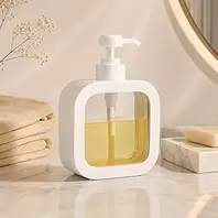 300ml Manual Dispenser with Pump, Refillable Decorative Soap and Lotion Dispenser for Kitchen, Bathroom, Sink, Leakproof Portable Container for Dishes Soap Shampoo
