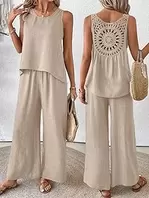 Women's 2 Piece Outfits Tank Top and Wide Leg Pants High Waist Palazzo Pants Set