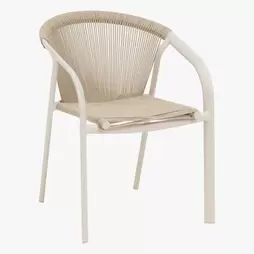 Silla de jardín apilable de aluminio crema Rivan 57x62x80cm