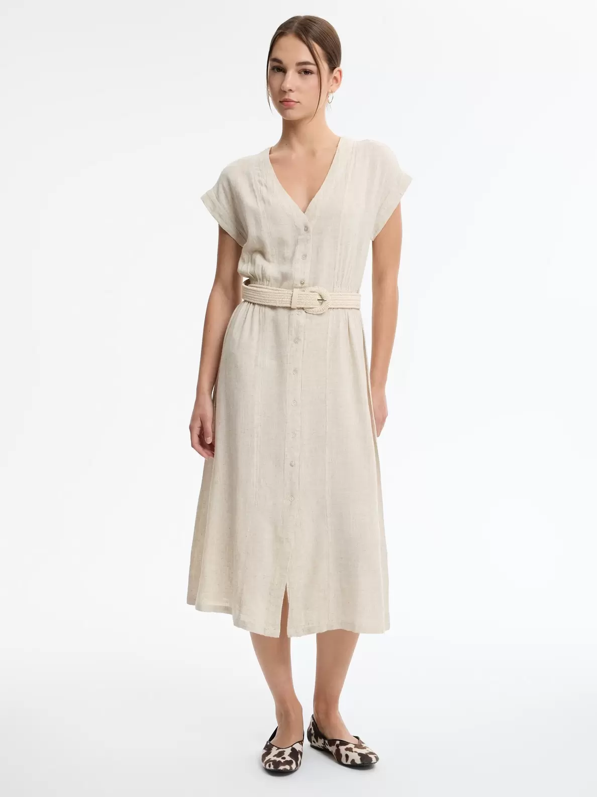 Vestido midi de lino con...