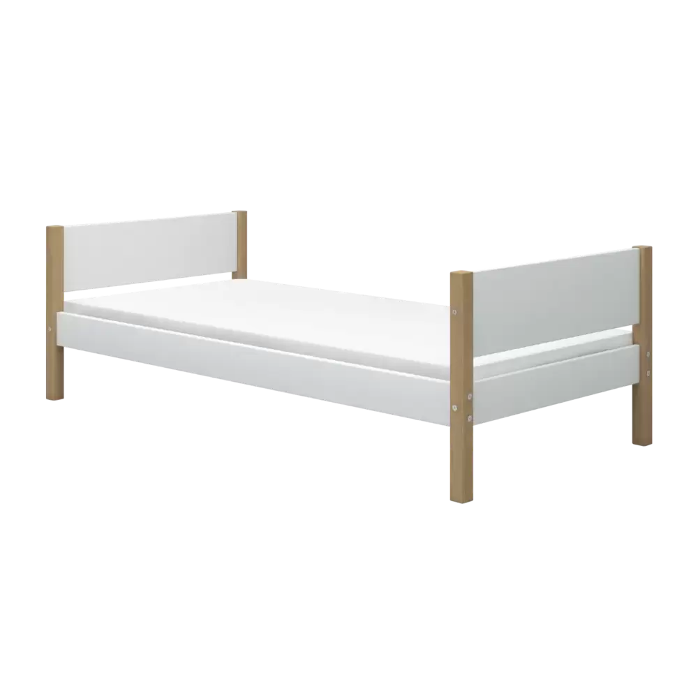 Single Bed, 90x200 cm, White/Oak
