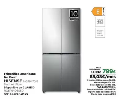 Hisense - Frigorífico Americano No Frost