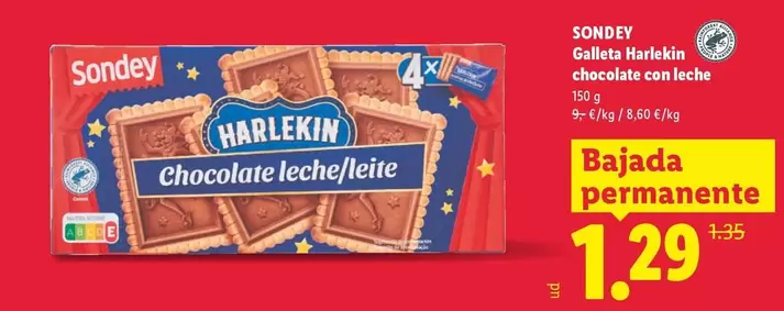 Sondey - Galleta Harlekin Chocolate Con Leche 