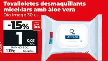 Dia Imaqe - Toallitas Desmaquillantes Micelar Con Aloe Vera