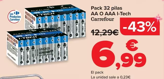 Carrefour - Pack 32 Pilas AA O AAA I-tech 
